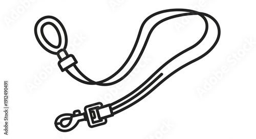 Dog leash and collar line art illustration.
