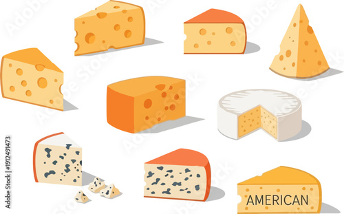 Assorted Cheese Varieties Display.