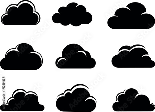 Summer cloudy skies weather icons set for forecasting and atmospheric conditions