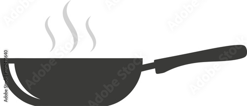 Black Frying Pan with Steam Rising.