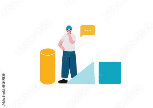 ブロックを組み立てる男性