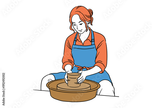 陶芸をする女性