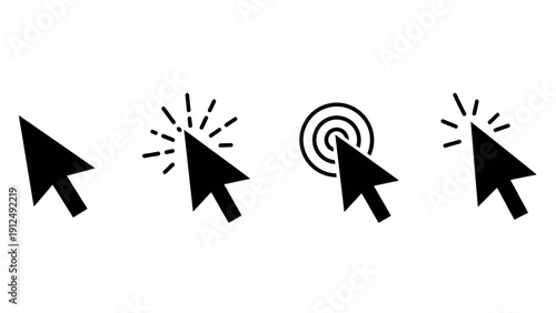 Series of cursor icons showing various click actions and targets.