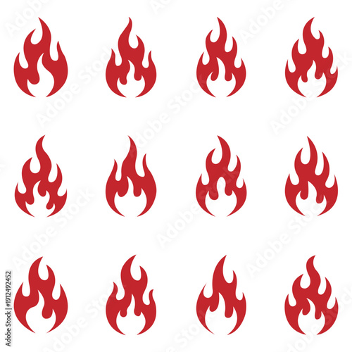 Fire icon collection. Fire flame symbol. Bonfire silhouette logotype.  Concept flame, fire, icon. Concept flame, fire, icon. Vector illustration. 