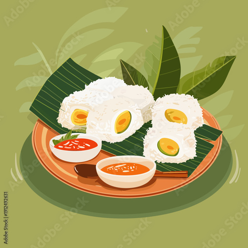banh te rice cake vector illustration 