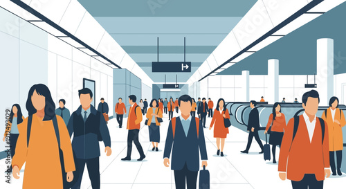 Crowd of Business People Walking in Station.