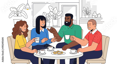 Group of Friends Enjoying Coffee Together.