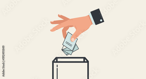 Hand Casting Ballot into Voting Box.