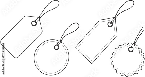 Set of colorful price tag labels and discount stickers for retail sales.eps