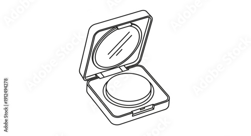 Compact makeup powder case with mirror illustration.