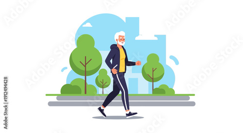 Man Running in Track Suit Illustration.