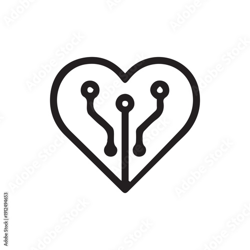 Digital Heart Circuit Symbolizing The Fusion Of Love And Technology