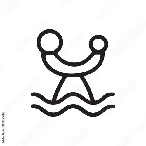 Abstract Minimalist Buoy Icon Floating on Stylized Ocean Waves