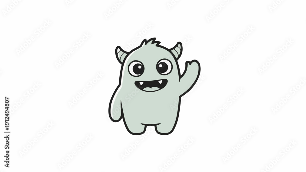 Fototapeta premium Cartoon monster creature with horns.