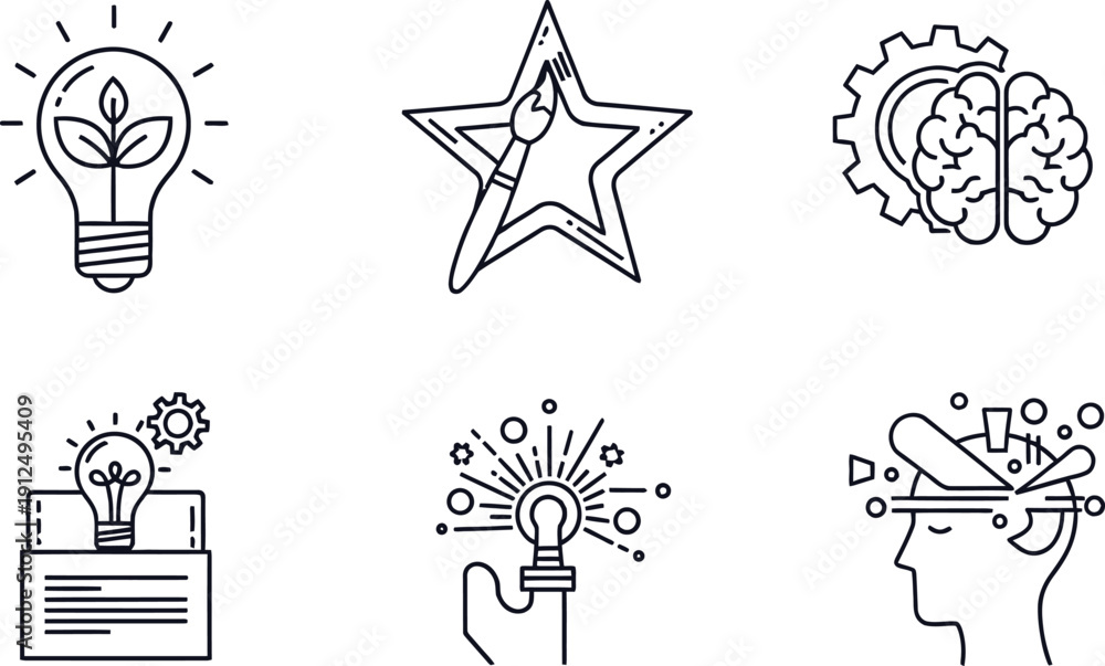 Fototapeta premium Creative thinking and innovation icons
