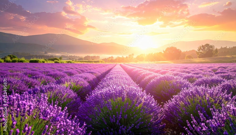 Fototapeta premium lavender field at sunrise