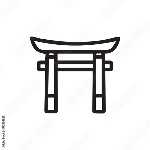Minimalist Black Line Icon of a Traditional Japanese Torii Gate