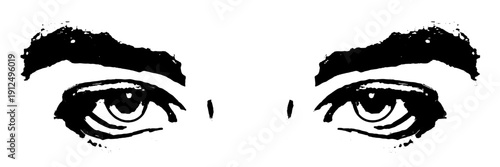 silhouette two eyes vector for vision concepts. Ideal for surveillance graphics, optometry logos, and mysterious themes. Symbolizes watching, sight, and hidden observation.