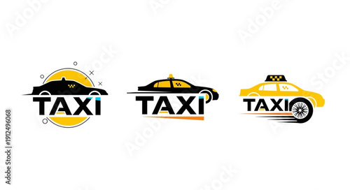 Taxi Car Service Logos Collection Transportation Business.