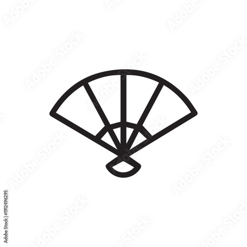 Minimalist Black Line Icon of a Traditional Japanese Folding Hand Fan