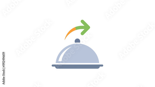 Foto Silver cloche with green arrow on top.