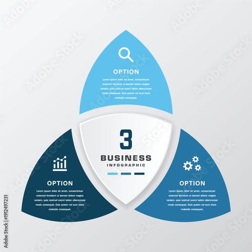 Business Infographic 3 Three Triangular Segments for Presentation banner template
