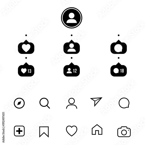  Ícones e notificações de rede social