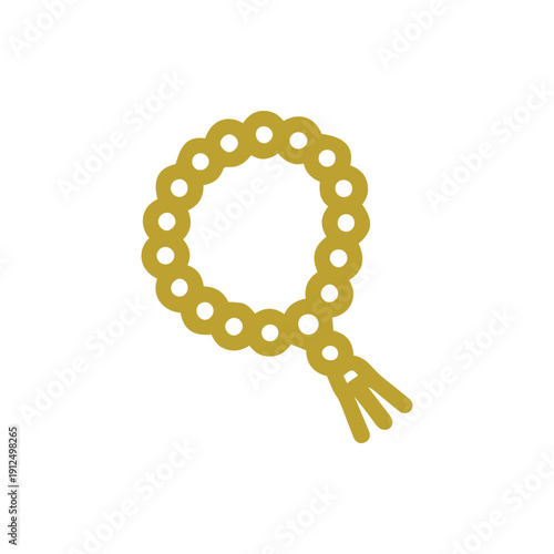 Minimalist Gold Prayer Beads Icon For Spiritual Meditation And Faith