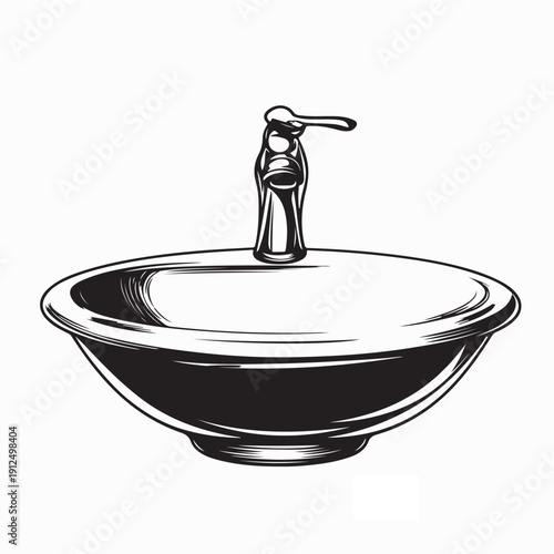 Plumbing and Bathroom Sink Vector Illustration on White background