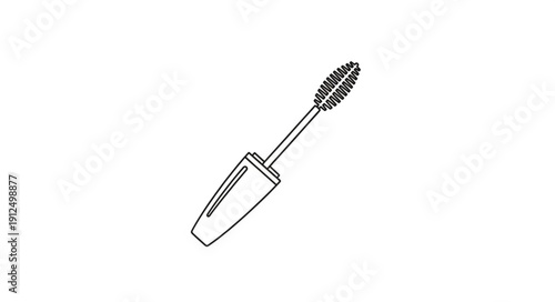 Black and white illustration of a mascara wand and tube.