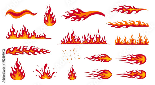 Fiery Flames and Burning Elements Collection - Dynamic Fire Graphics for Design Projects.