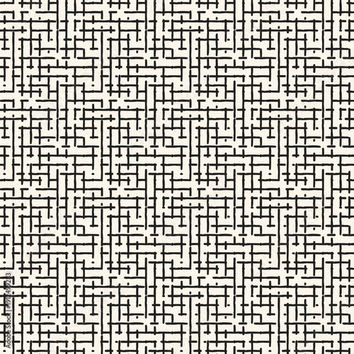 Abstract geometric pattern with a maze-like structure black and white textured background for textile design and graphic art EPS Vector