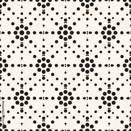 Seamless geometric pattern of black dots minimalist abstract background with repeating diamond shapes modern vector texture for design EPS Vector