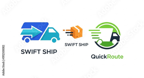 Swift Ship and Quick Route Logistics Icons.