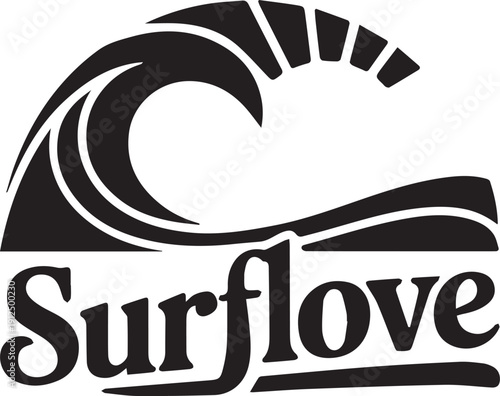 Surflove ocean wave surfing text vector