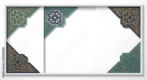 Ornate Corner Embellishments on a Clean White Decorative Template