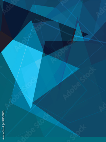 Glowing Blue Geometric Diamond Shape with Reflective Facets and Light Rays flat line outline