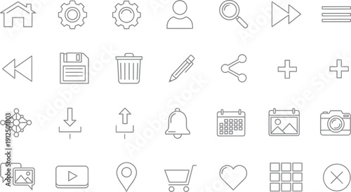Collection of 25 line icons for web and mobile applications