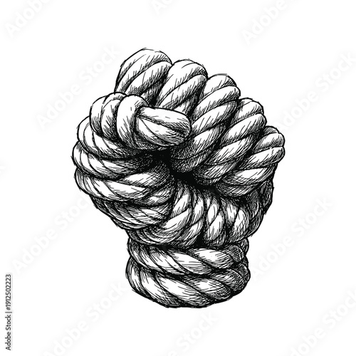 A tightly bound rope formed into a fist symbolizing strength unity and resilience