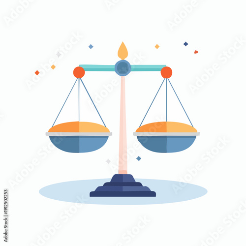Conceptual illustration of a classic balance scale, symbolizing justice, equality, and fairness in law and decision-making processes