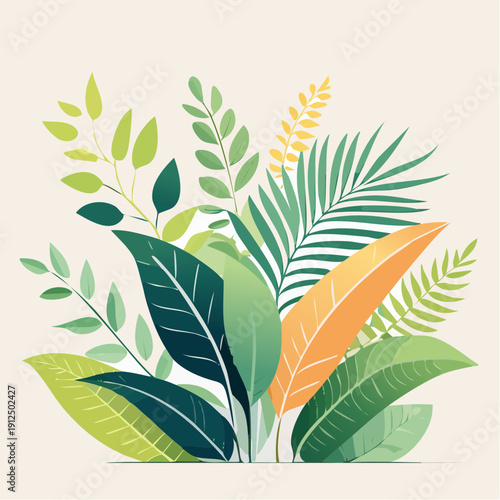 Vibrant Tropical Leaves Illustration for a Lush, Exotic, and Natural Aesthetic