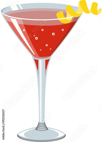 Red Cosmopolitan Cocktail with Lemon Twist