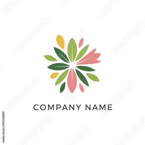 Colorful Floral Logo Design Element Template.