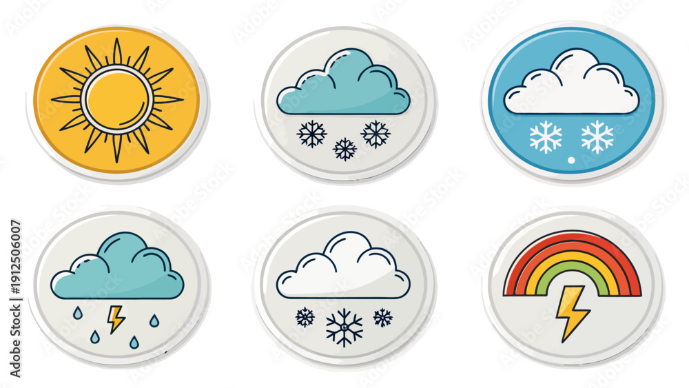 Obraz premium Weather icons for forecasting and climate presentation
