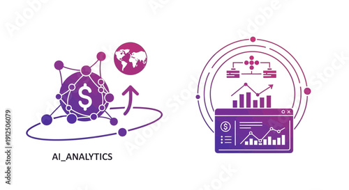 Abstract financial analysis illustration showing global data and business charts