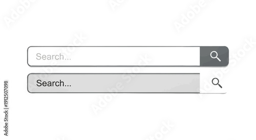 Two minimalist search bars featuring input fields and magnifying glass icons 