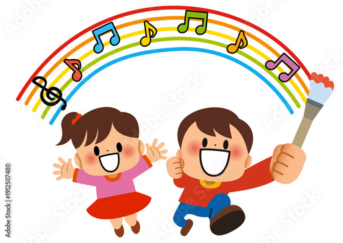 子供, 小学生, 音符, 音楽, 虹, 筆, 五線譜, 友達, 笑顔, 学校, 誕生日, 幼児, なかよし, ジャンプ, 園児, 元気, 小学校, 美術, 児童, 飛ぶ, 生徒, クラスメイト, 嬉しい, 可愛い, 遊ぶ, バンザイ, ともだち, 楽しい, 仲良し, お知らせ, パーティー, おめでとう, 人物, かわいい, 幼稚園, 保育園, 卒業式, 入学式, 卒園式, 卒園, 入園, 入園式