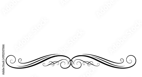 A sleek and modern black and white swirl ribbon banner in continuous line art style, perfect for logos, branding, invitations, and decorative elements in scalable vector format.
