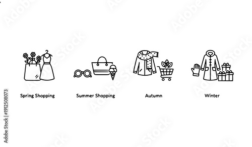Title
Minimal seasonal retail line icons for ecommerce shopping and marketing design