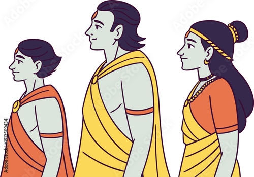 Ram Lakshman And Sita Illustration. Ram Sita Lakshman Sacred Scene. Hindu Deity Family Illustration. Ram Sita Lakshman Portrait. Ram Lakshman Sita Devotional Art. Ram Sita Lakshman Religious Scene